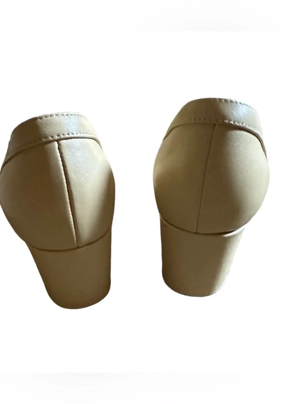 Chanel Beige Leather Low Block Heel Pumps - Picture 2 of 6